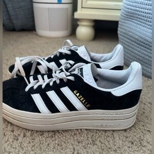 Adidas Gazelle Women's Black and White Platform Sneakers